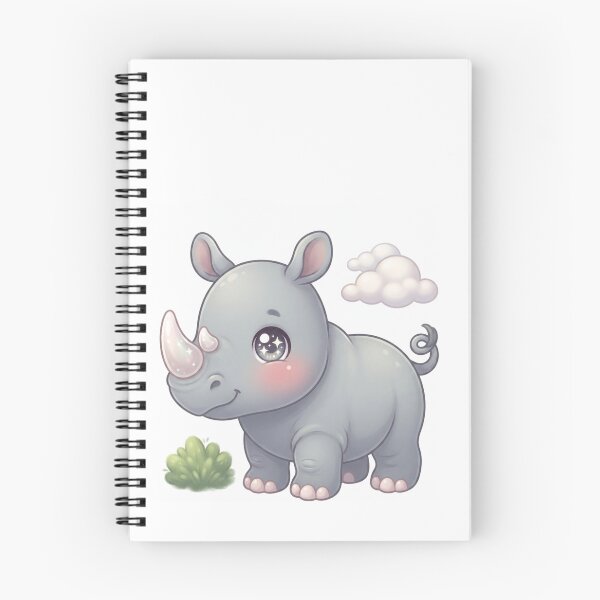 Item preview, Adorable Kawaii Baby Rhino with Sparkly Eyes and Curly Tail designed and sold by Stickivo.