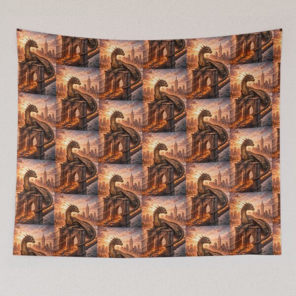 Item preview, Dragon on Brooklyn Bridge at Sunset designed and sold by GalaMine.