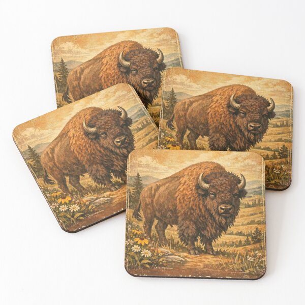 Item preview, Retro Western Buffalo art poster - where the wild still roams designed and sold by hollycooper.