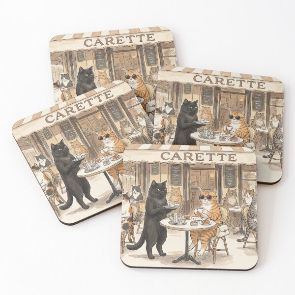 Item preview, Cats at French Cafe Watercolor Art | Cute Kitty Paris Bistro designed and sold by Butterfly-Dream.