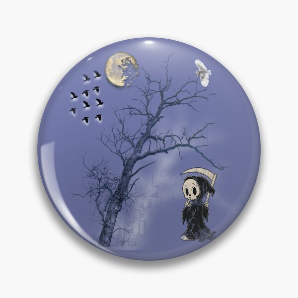 Item preview, Spooky Cute Grim Reaper Moonlit Tree Owl Pastel Goth Vintage Witchy Graphic Aesthetic Halloween Flying Birds designed and sold by Clean Print Goods.