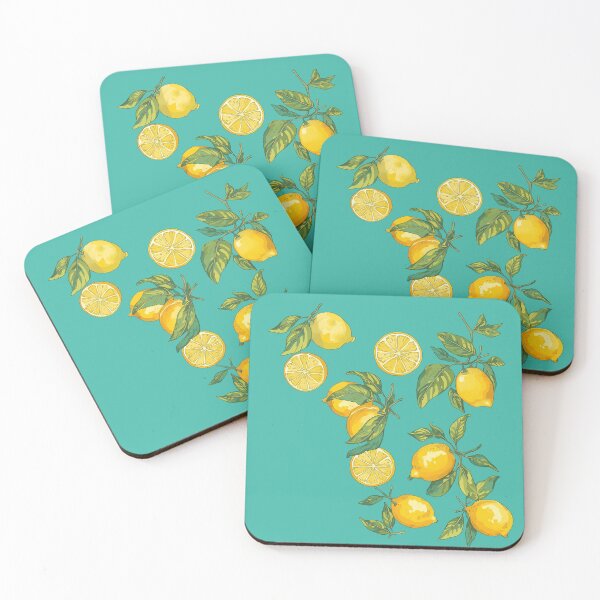 Item preview, Turquoise And Yellow Citrus Lemon Mediterranean Pattern designed and sold by Zazizu.