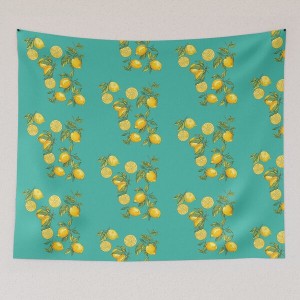 Item preview, Turquoise And Yellow Citrus Lemon Mediterranean Pattern designed and sold by Zazizu.