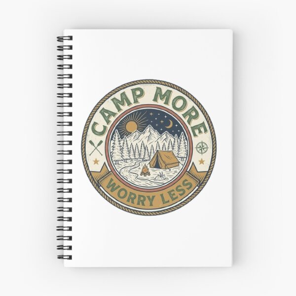 Item preview, Camp More Worry Less Camping T-Shirt | Vintage Outdoor Typography | Hiking Adventure Graphic Tee designed and sold by Faisal  Shah.