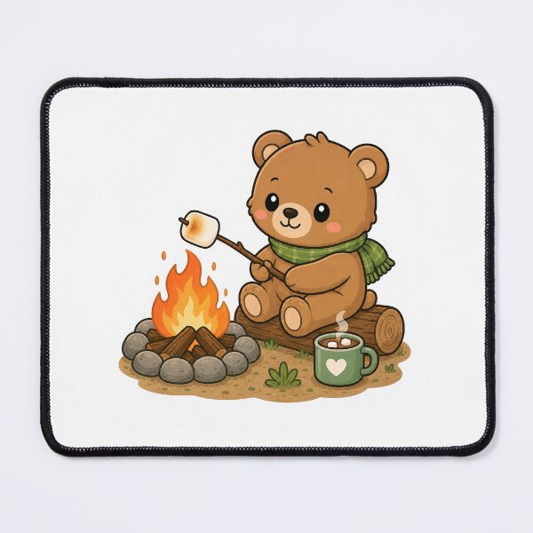 Item preview, Cute Bear Roasting Marshmallow Sticker designed and sold by PawsGiggles.