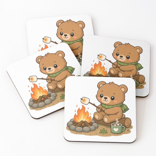 Item preview, Cute Bear Roasting Marshmallow Sticker designed and sold by PawsGiggles.