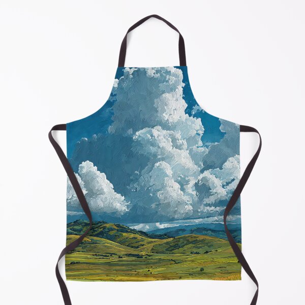 Item preview, impressionist cloud landscape with rolling green hills and dramatic summer sky designed and sold by JackrabbitPub.
