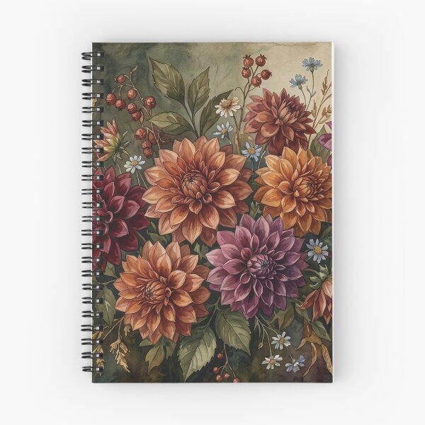 Item preview, Vintage Autumn Dahlia Botanical Bouquet designed and sold by Rutvain.