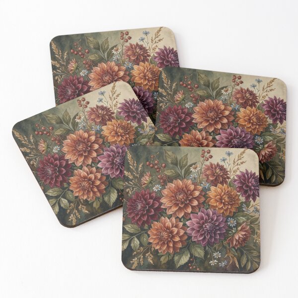 Item preview, Vintage Autumn Dahlia Botanical Bouquet designed and sold by Rutvain.