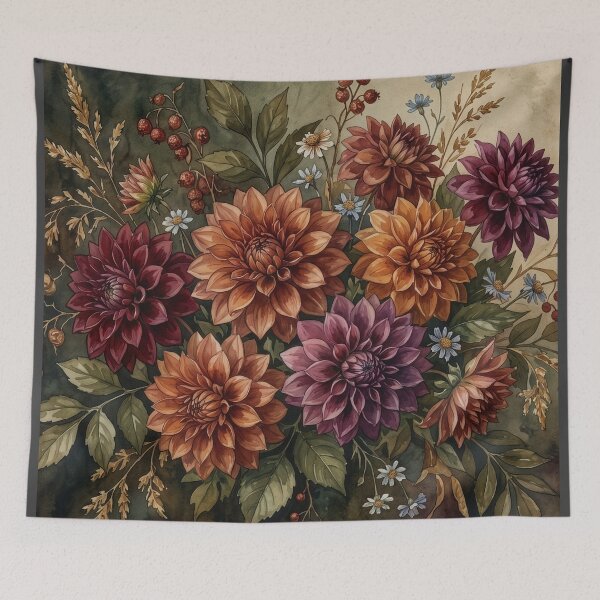 Item preview, Vintage Autumn Dahlia Botanical Bouquet designed and sold by Rutvain.