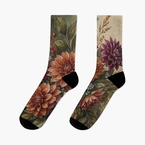 Item preview, Vintage Autumn Dahlia Botanical Bouquet designed and sold by Rutvain.