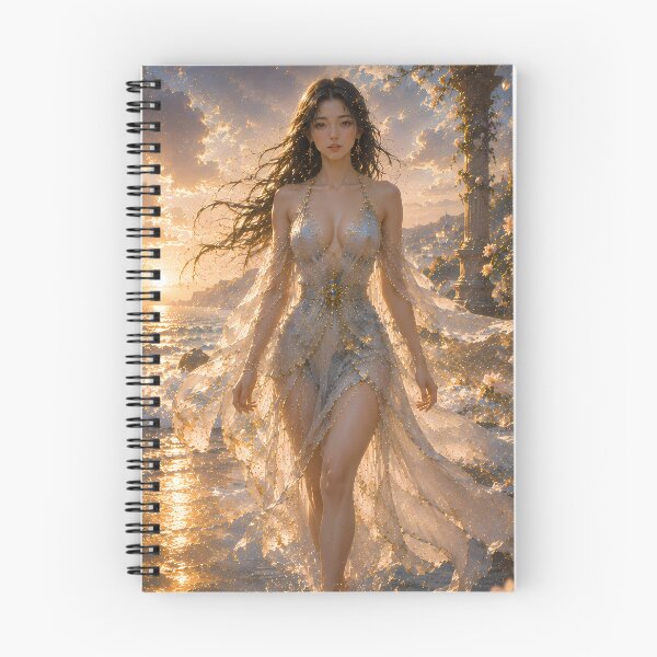 Item preview, Fantasy Sea Goddess at Sunrise | Ethereal Ocean Woman | Dreamy Beach Digital Art designed and sold by ManJiangHong.