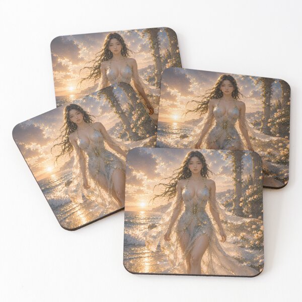 Item preview, Fantasy Sea Goddess at Sunrise | Ethereal Ocean Woman | Dreamy Beach Digital Art designed and sold by ManJiangHong.