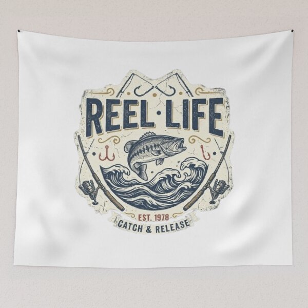 Item preview, Reel Life Fishing T-Shirt | Vintage Angler Typography | Retro Fisherman Graphic Tee designed and sold by Faisal  Shah.