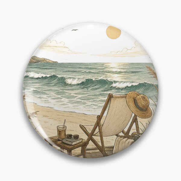 Item preview, Coastal Escape | Cozy Beach Chair & Ocean Waves  designed and sold by Moonroot Studio.