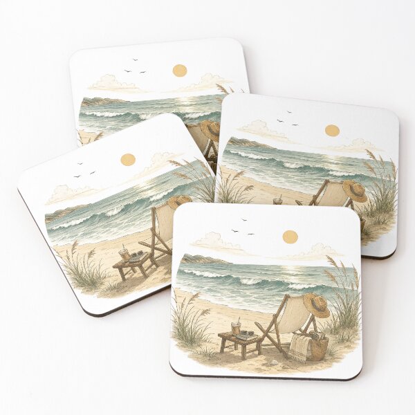 Item preview, Coastal Escape | Cozy Beach Chair & Ocean Waves  designed and sold by Moonroot Studio.