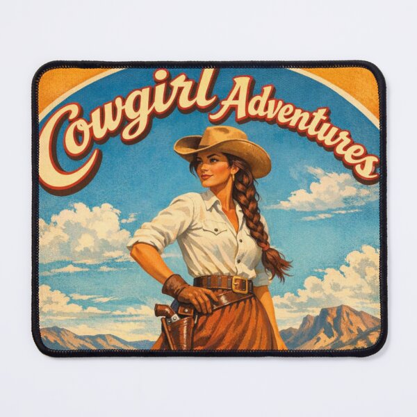 Item preview, Retro Cowgirl Western mountain nature poster designed and sold by hollycooper.