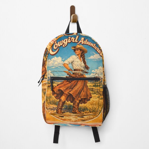 Item preview, Retro Cowgirl Western mountain nature poster designed and sold by hollycooper.