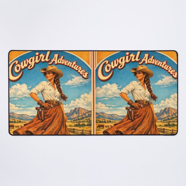 Artikelvorschau, Retro-Cowgirl-Western-Berg-Natur-Poster entworfen und verkauft von hollycooper.