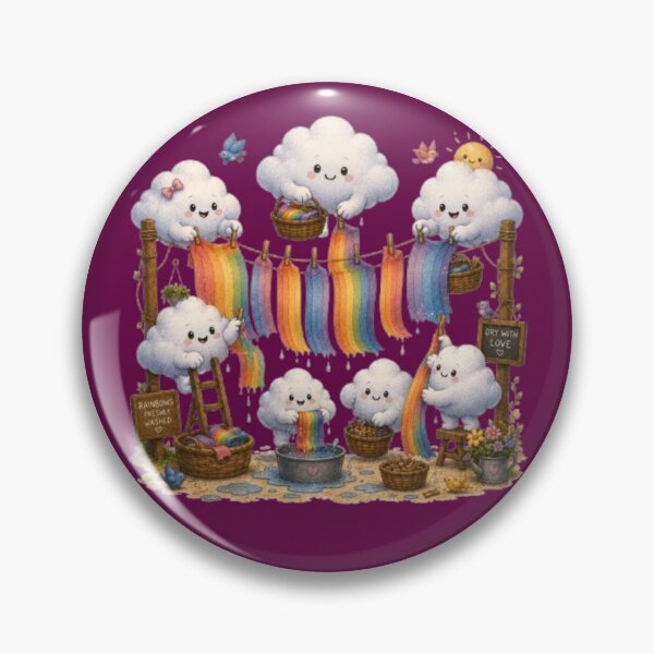 Item preview, Cute Little Cloud Friends Hanging Rainbows to Dry Poster designed and sold by Miheerala.