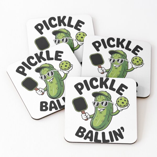 Item preview, Pickle Ballin Funny Pickleball Cartoon Design designed and sold by CAT & pickleball.