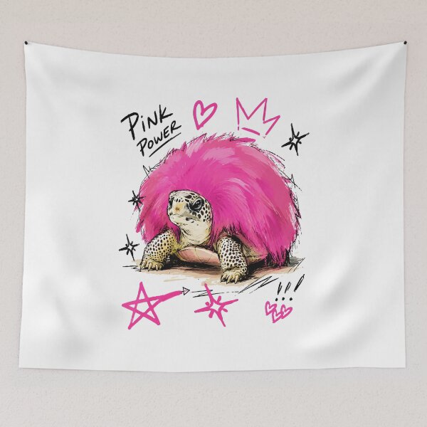 Item preview, Pink Power Fluffy Turtle with Punk Fur Shell – Bold Hand-Drawn Art designed and sold by RamyGallery.