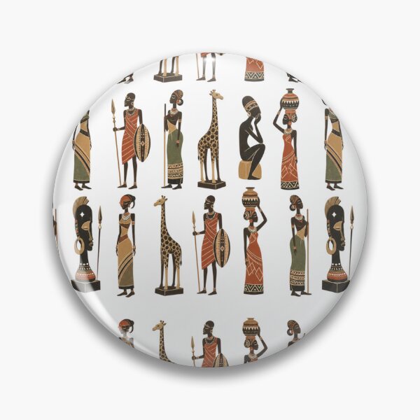 Item preview, Kenyan Figurines Pattern – Vintage Vector Folk Art designed and sold by Jandedan.