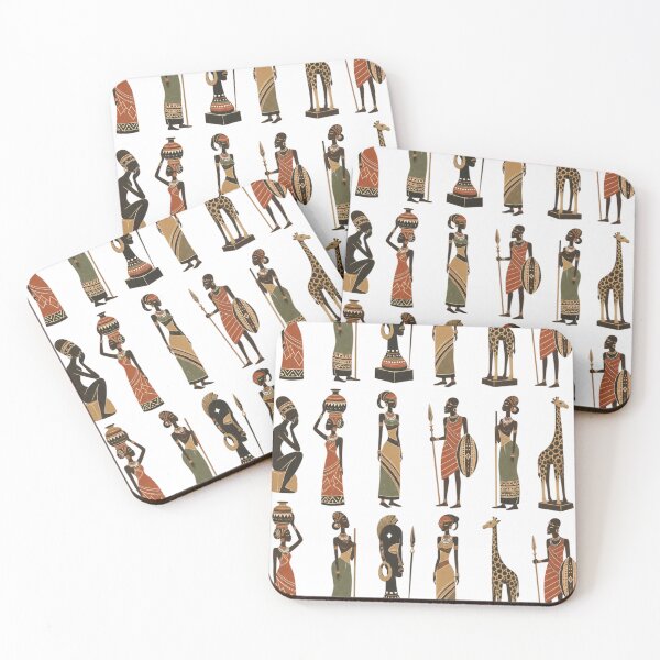 Item preview, Kenyan Figurines Pattern – Vintage Vector Folk Art designed and sold by Jandedan.