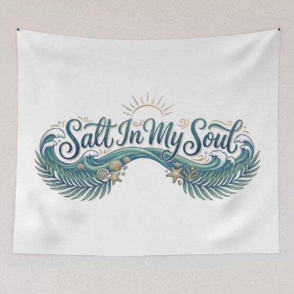 Item preview, Salt In My Soul Beach T-Shirt | Coastal Typography | Ocean Lover Summer Graphic Tee designed and sold by Faisal  Shah.