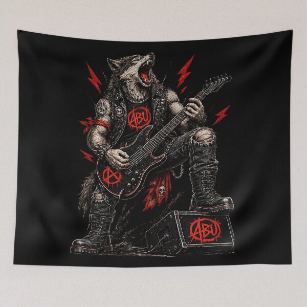 Item preview, Wolf Lead Guitarist | Animal Band Universe | Heavy Metal Guitarist | Punk Rock Wolf | Tattoo Style designed and sold by Grindcorer.