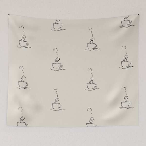 Artikelvorschau, Cat Steam Tea Cup - Minimalist Line Art entworfen und verkauft von CreationSpace3005.
