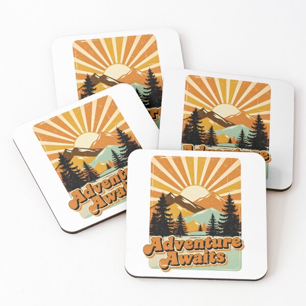 Item preview, Retro Adventure Awaits Vintage Mountain Sunset designed and sold by BumbleBloom7.