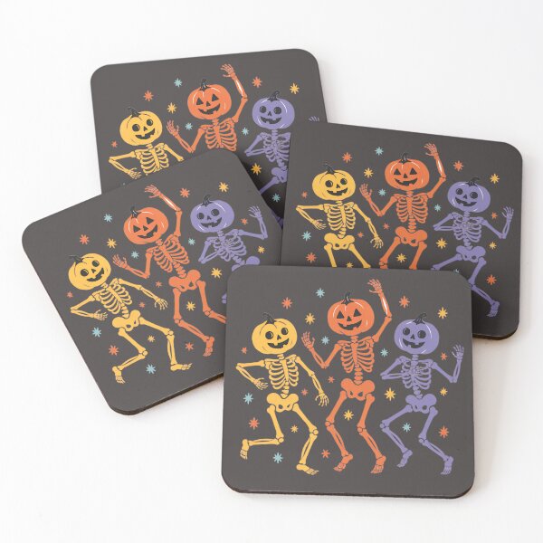 Item preview, Cute Dancing Pumpkin Skeletons – Colorful Halloween Jack O'Lantern Trio Illustration designed and sold by Snifferius.