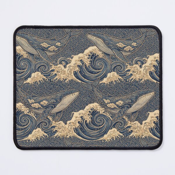Item preview, Ukiyo-e Ocean Whale and Golden Froth Wave Pattern designed and sold by ArtfulAlchemy1.