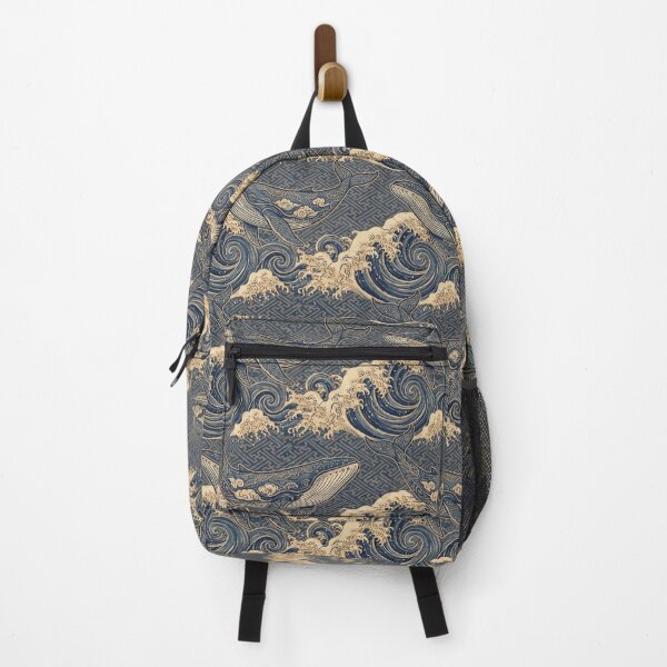 Item preview, Ukiyo-e Ocean Whale and Golden Froth Wave Pattern designed and sold by ArtfulAlchemy1.