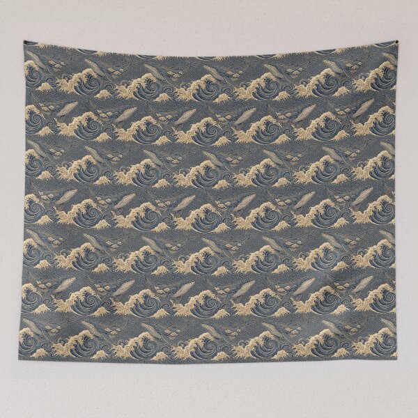 Item preview, Ukiyo-e Ocean Whale and Golden Froth Wave Pattern designed and sold by ArtfulAlchemy1.