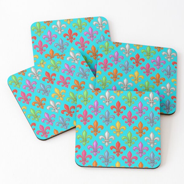Item preview, Colorful 3D Fleur-de-lis Pattern Design - Light Blue designed and sold by PatternTitan.