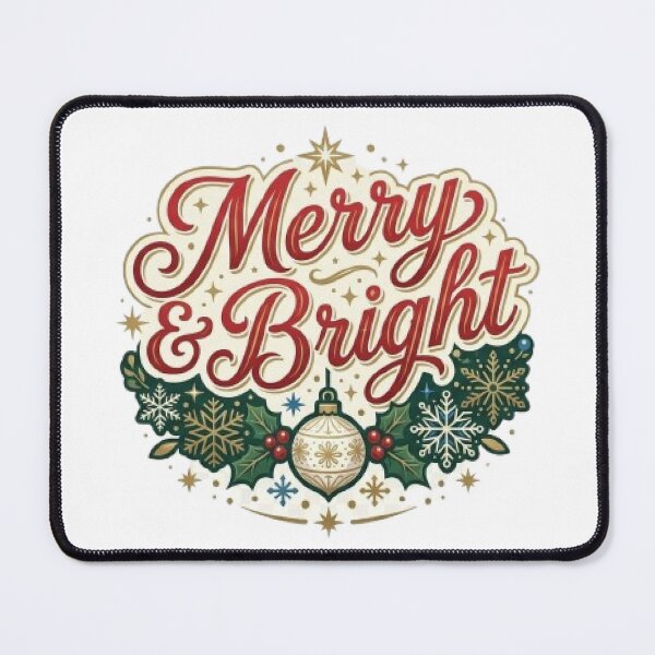 Item preview, Merry & Bright Christmas T-Shirt | Festive Typography | Holiday Winter Graphic Tee designed and sold by Faisal Shah.