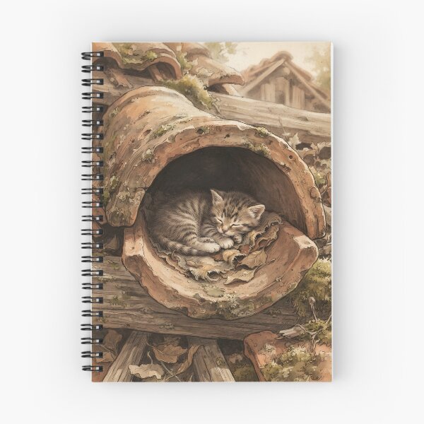 Item preview, Tiny Kitten in a Giant Terracotta Roof Tile Miniature Illustration designed and sold by DuckOddity.