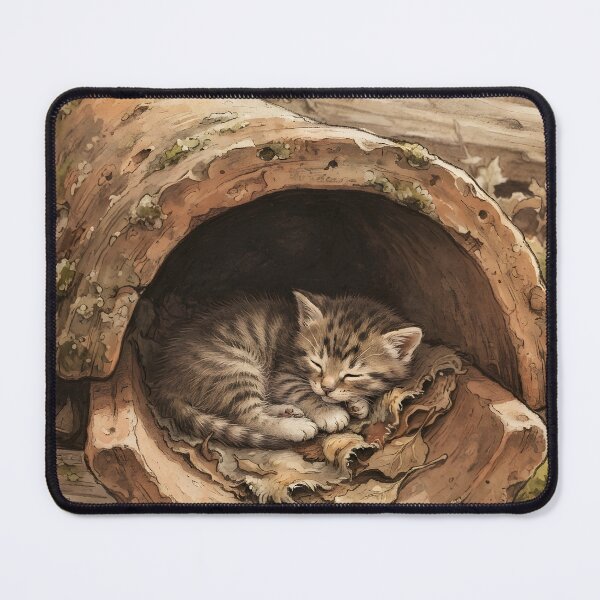 Item preview, Tiny Kitten in a Giant Terracotta Roof Tile Miniature Illustration designed and sold by DuckOddity.