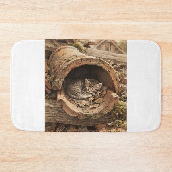 Item preview, Tiny Kitten in a Giant Terracotta Roof Tile Miniature Illustration designed and sold by DuckOddity.