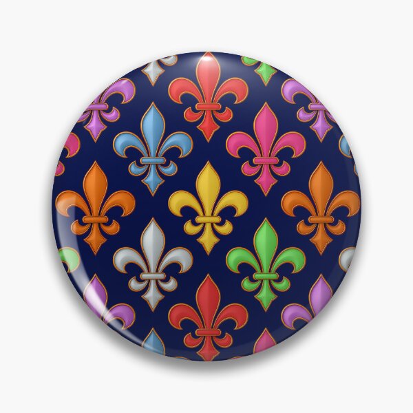 Item preview, Colorful 3D Fleur-de-lis Pattern Design - Navy Blue  designed and sold by PatternTitan.
