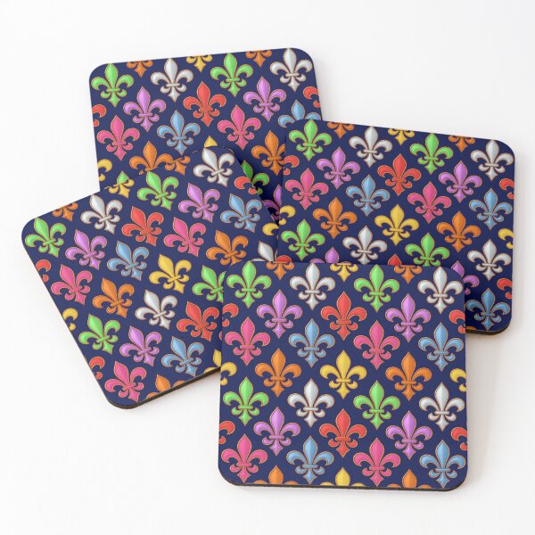 Item preview, Colorful 3D Fleur-de-lis Pattern Design - Navy Blue  designed and sold by PatternTitan.