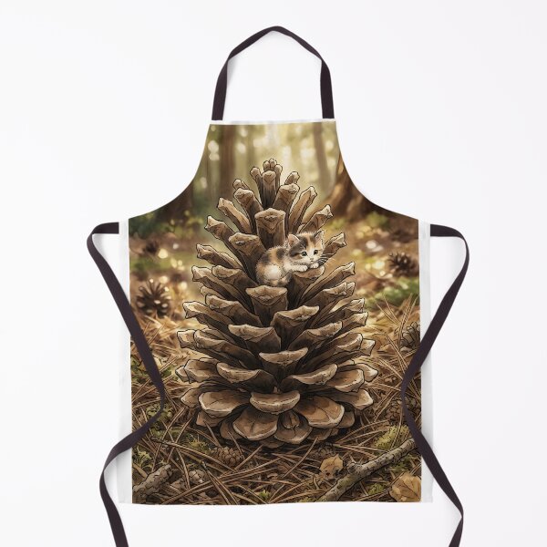 Item preview, Tiny Kitten on a Giant Pinecone Woodland Miniature Illustration designed and sold by DuckOddity.