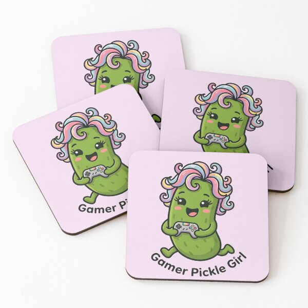 Item preview, Gamer Pickle Girl - Kawaii Gaming Aesthetic Video Game Art designed and sold by Basma Designs | Retro, Kawaii Shirts & Stickers.