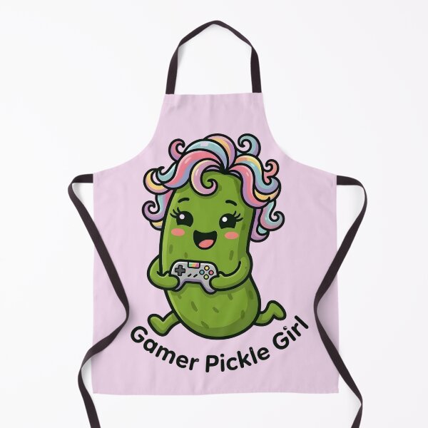 Item preview, Gamer Pickle Girl - Kawaii Gaming Aesthetic Video Game Art designed and sold by Basma Designs | Retro, Kawaii Shirts & Stickers.