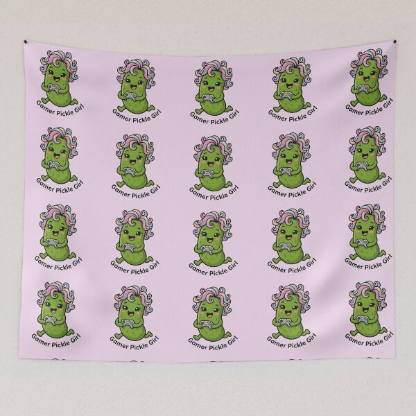 Item preview, Gamer Pickle Girl - Kawaii Gaming Aesthetic Video Game Art designed and sold by Basma Designs | Retro, Kawaii Shirts & Stickers.