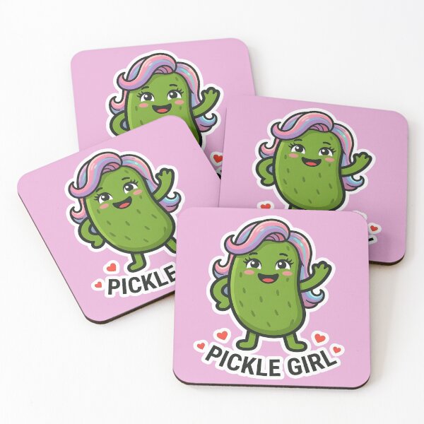 Item preview, Kawaii Pickle Girl - Cute Aesthetic Pastel Rainbow Art Graphic designed and sold by Basma Designs | Retro, Kawaii Shirts & Stickers.