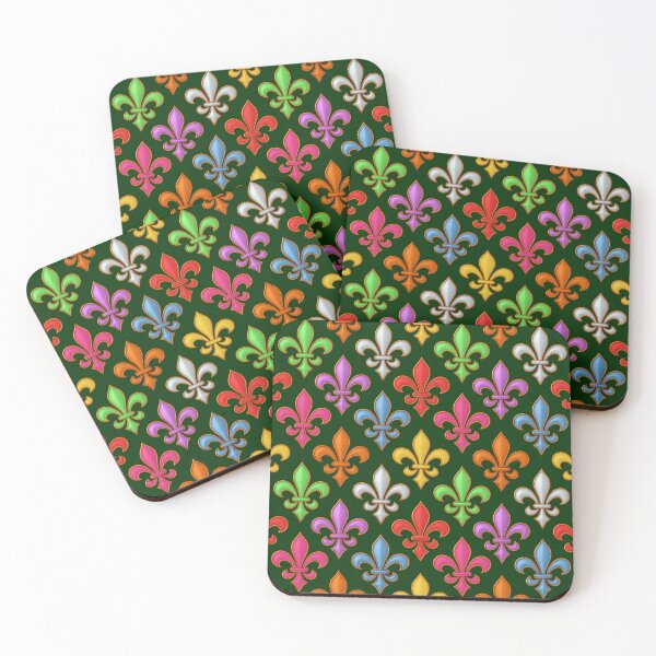 Item preview, Colorful 3D Fleur-de-lis Pattern Design - Dark Green  designed and sold by PatternTitan.