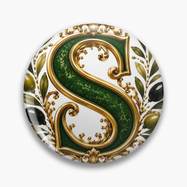 Item preview, Elegant Letter S Monogram with Olive Branches & Gold Botanical Design | Luxury Green Floral Initial designed and sold by MoodLay.